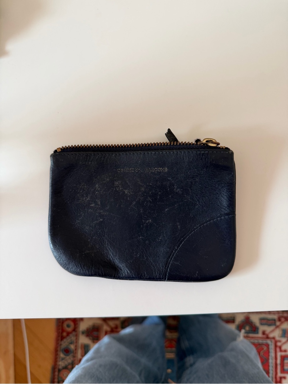 Comme des Garcons Black Leather Zip Pouch